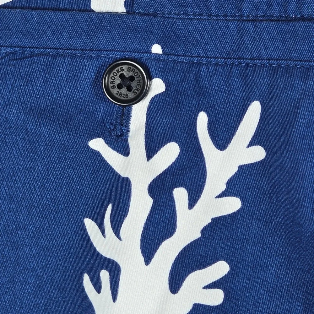 Brooks Brothers Bermuda Shorts Mens 40 Blue Coral Print Cotton Chino 10